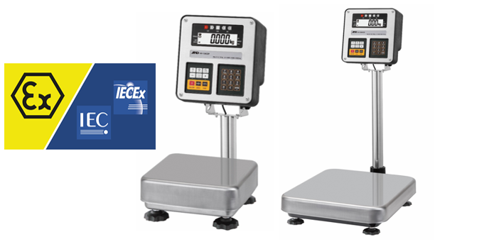 A&D HV-15KCEP 3kg x 1g/6kg x 2g/15kg x 5g Intrinsically Safe Triple Range Platform Scale