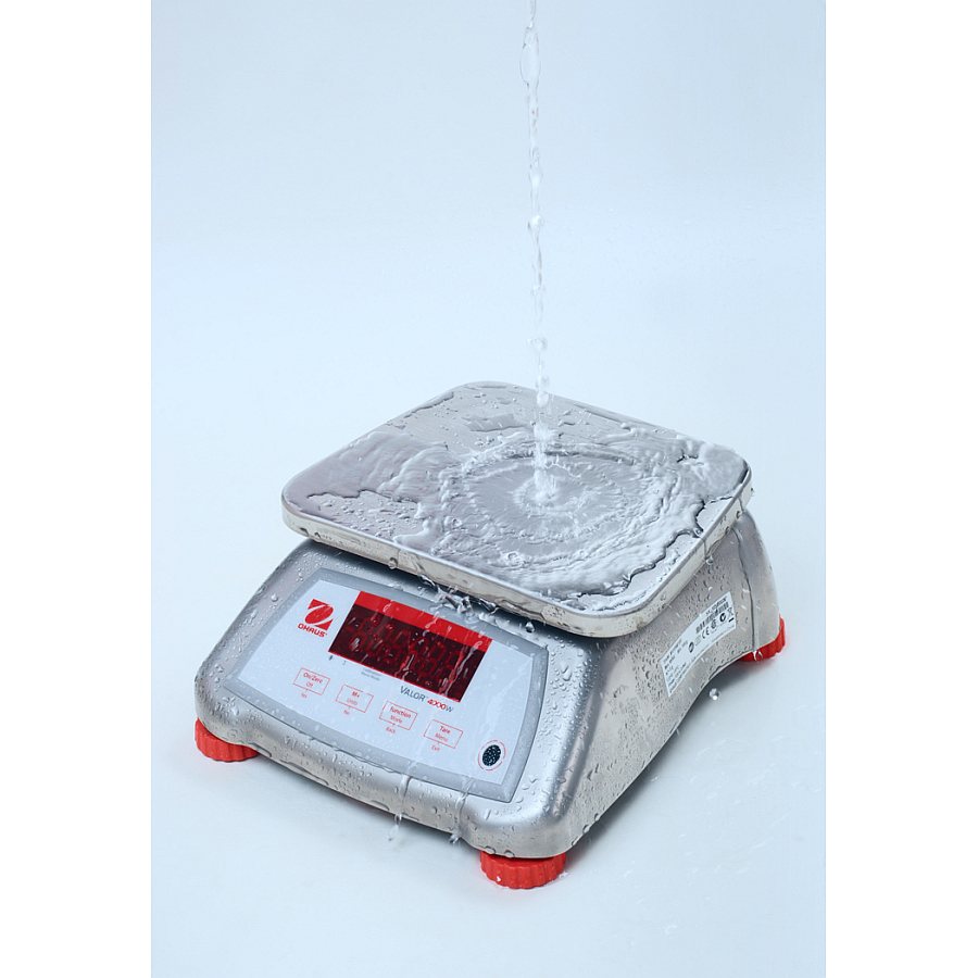 Ohaus Valor 4000 V41XWE1501T 1.5kg x 0.2g/1.5kg x 0.5g IPX8 Stainless Steel Washdown Compact Bench Scale