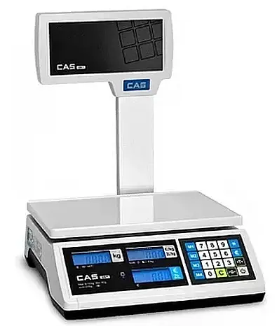 CAS ER-Plus 3kg x 1g/6kg x 2g Dual Range Price Computing Retail Scale With Pole Display